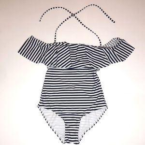 One Piece Striped Bathing Suit